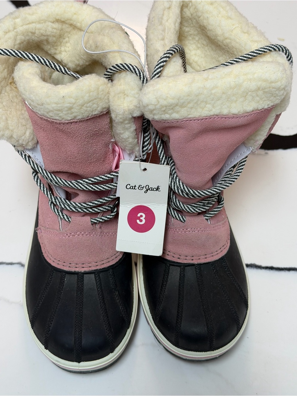 American Apparel Pink and Black Kids Snow Boots